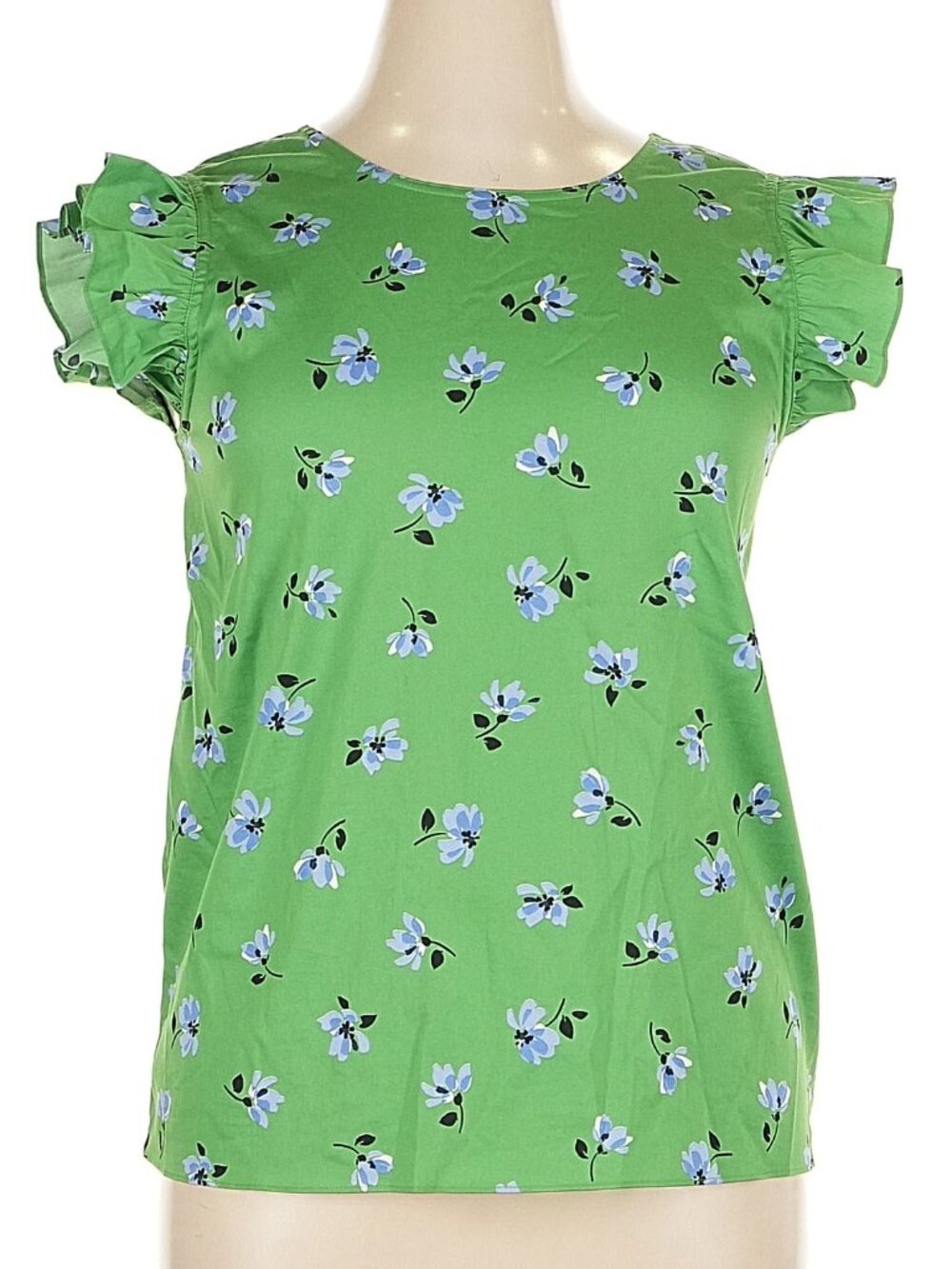 Kate Spade Green Floral Flutter Sleeve Top | XL